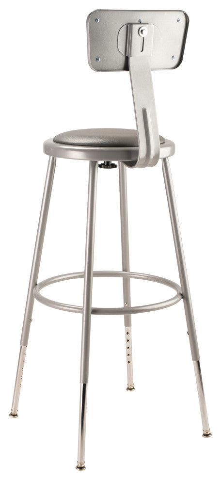 NPS 25"-33" Height Adjustable Vinyl Padded Steel Stool With Backrest, Grey