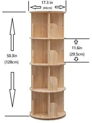 Rotating Bookshelf 360 Display 4 Tier Floor Standing for Kids and Adults