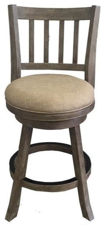 Boraam Wood Sheldon Swivel Counter Stool in Driftwood Wire-Brush and Oatmeal