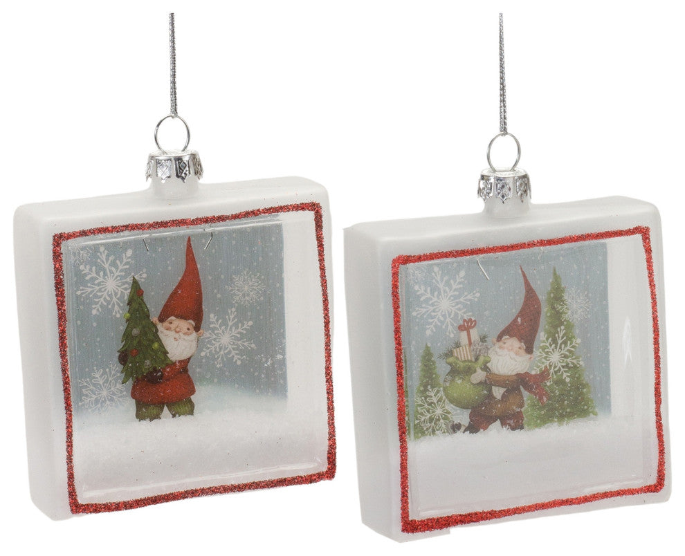 Glass Gnome Shadow Box Ornament, 6-Piece Set