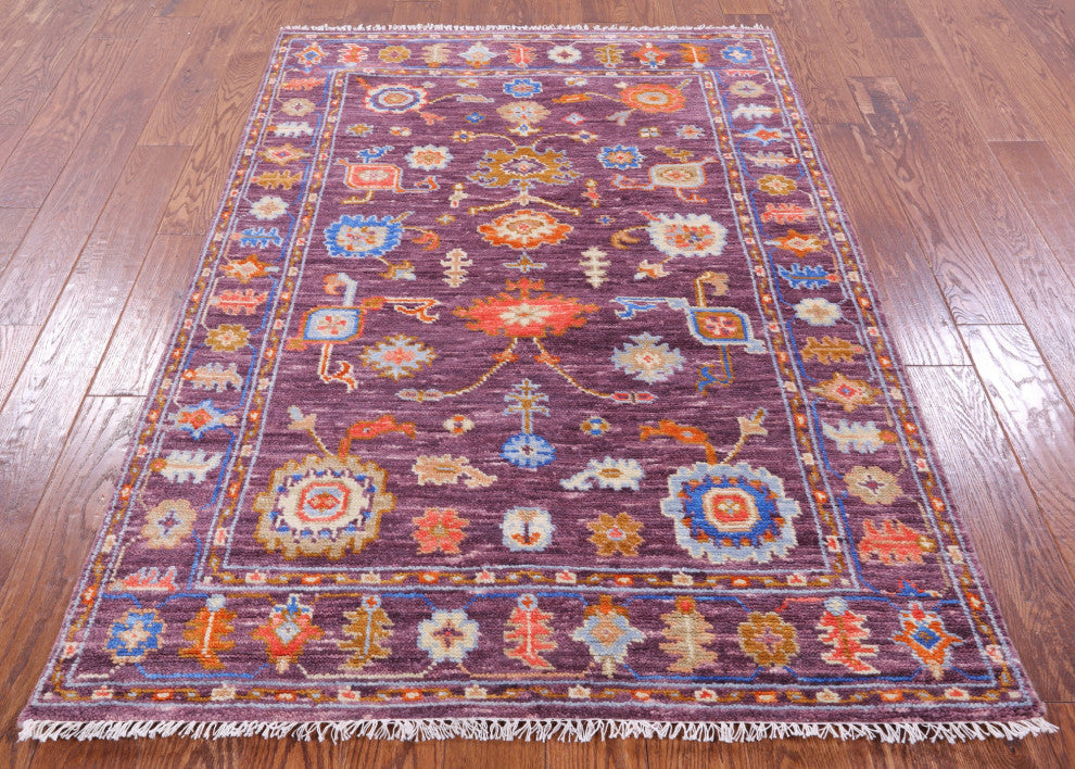 4' 3" X 6' 1" Hand Knotted Turkish Oushak Wool Rug - Q15467