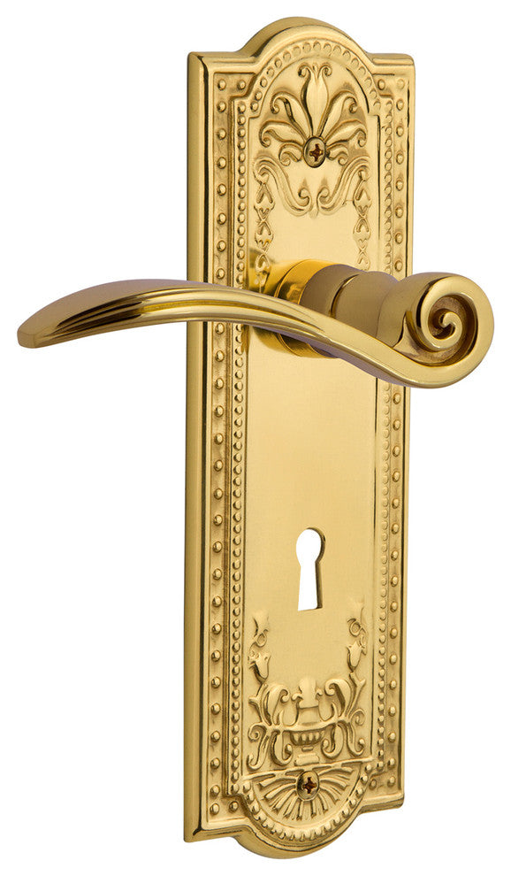 Meadows Plate With Keyhole Swan Lever, Polished Brass, Left-Handed