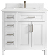 Cambridge 36 Center Sink Bath Vanity in White 1.5" Empira Quartz
