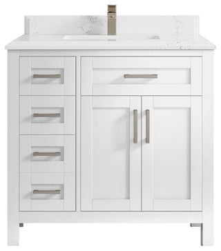 Cambridge 36 Center Sink Bath Vanity in White 1.5" Empira Quartz