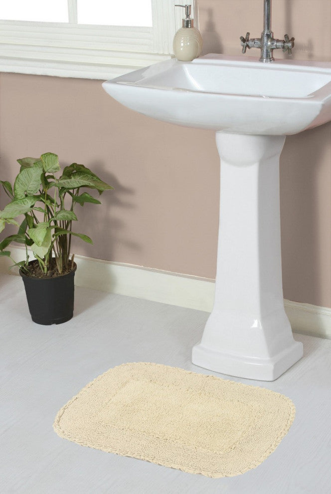 Radiant Collection Bath Rugs Set, 17x24 Rectangle, Ivory