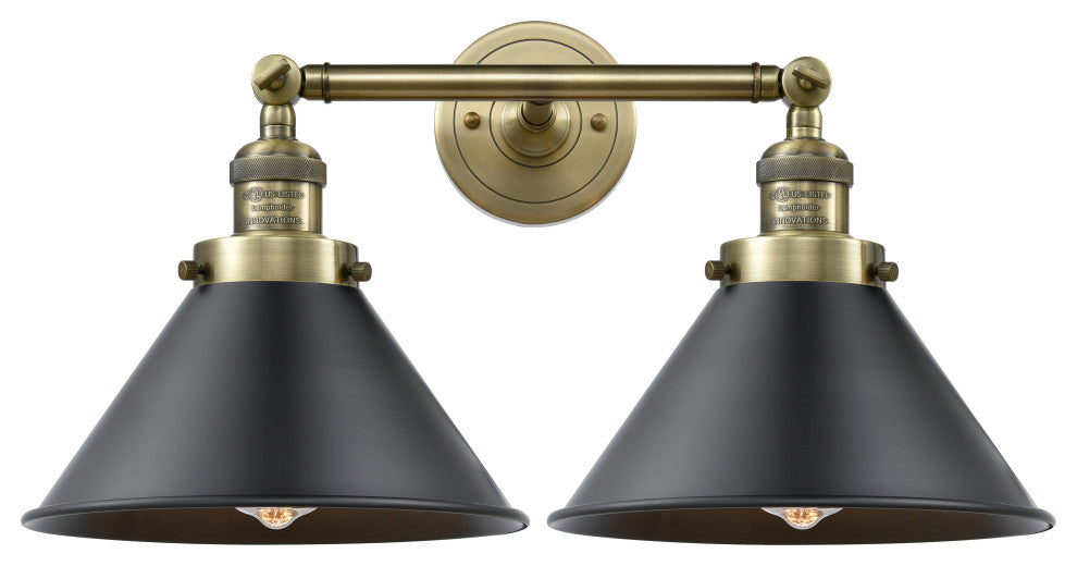INNOVATIONS 208-AB-M10-BK-LED 2-Light Bath Vanity Light Antique Brass