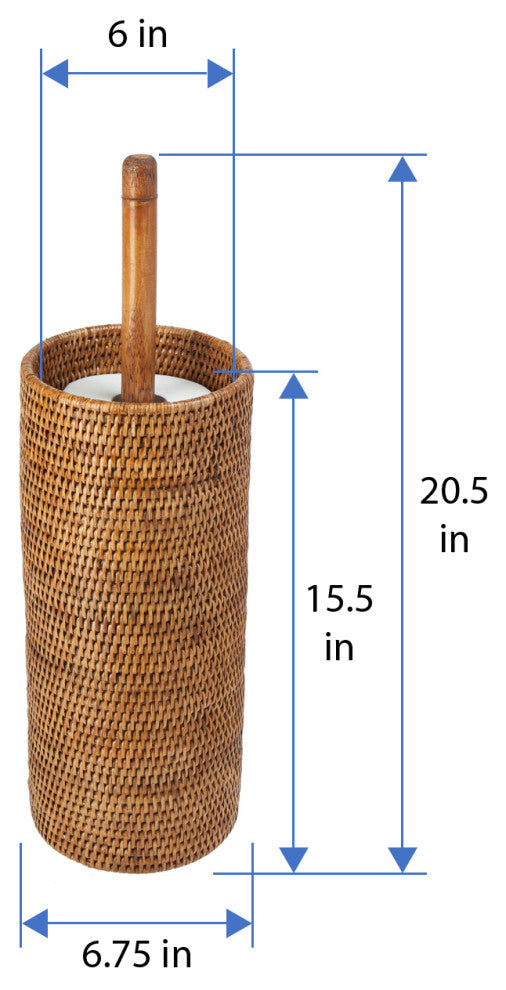 La Jolla Handwoven Rattan Toilet Roll Stand, 3 Rolls, Honey-Brown