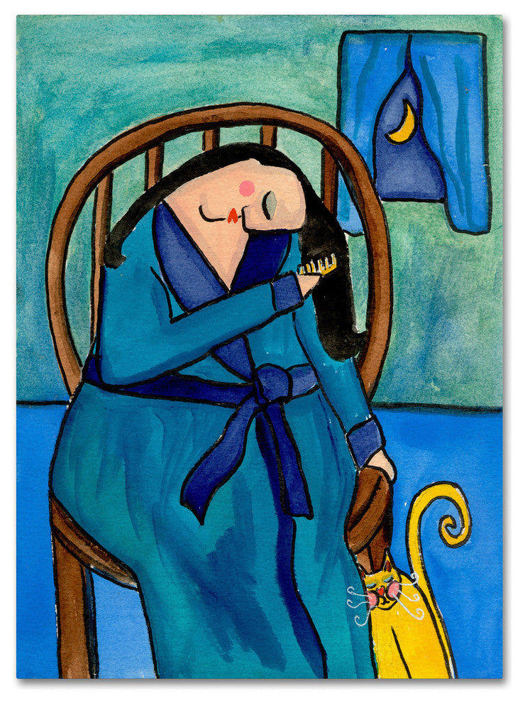 Wyanne 'Big Diva Combing Her Hair At Midnight' Canvas Art, 47"x35"