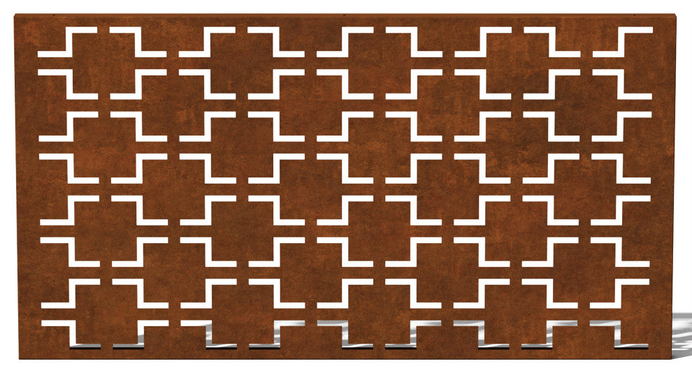 Alta Corten Steel Decorative Screen Panel, Quadra