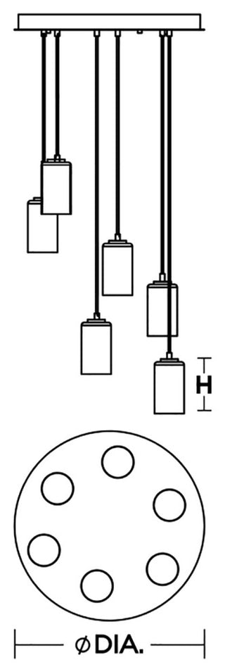 Leo 6-Light Round Pendant, 120V, 60W, Black