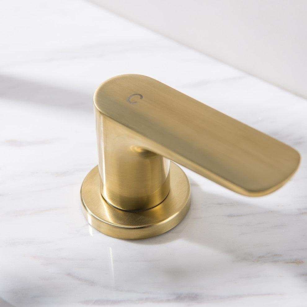 Double Handle Deck Mounted Bathroom Sink Faucet, Brushed Gold