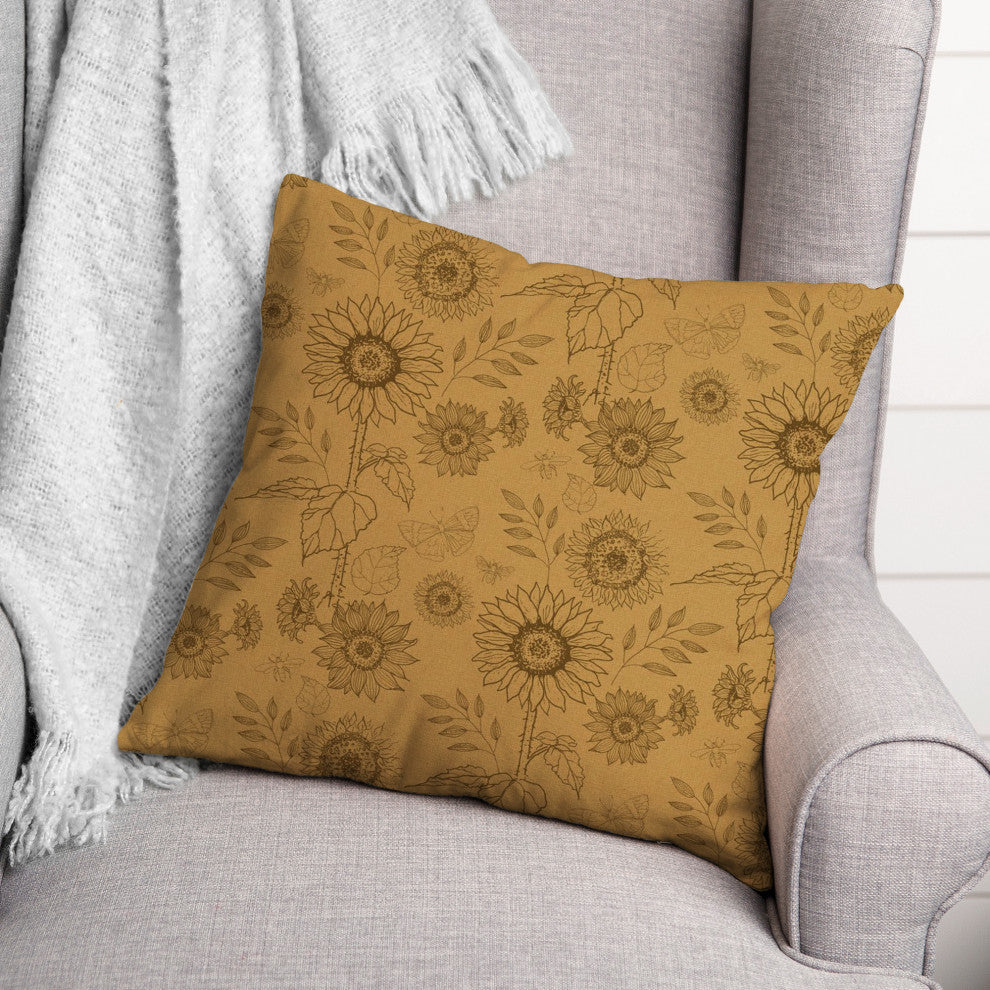 Gold Sunflower Icons 18 x 18 Spun Poly Pillow