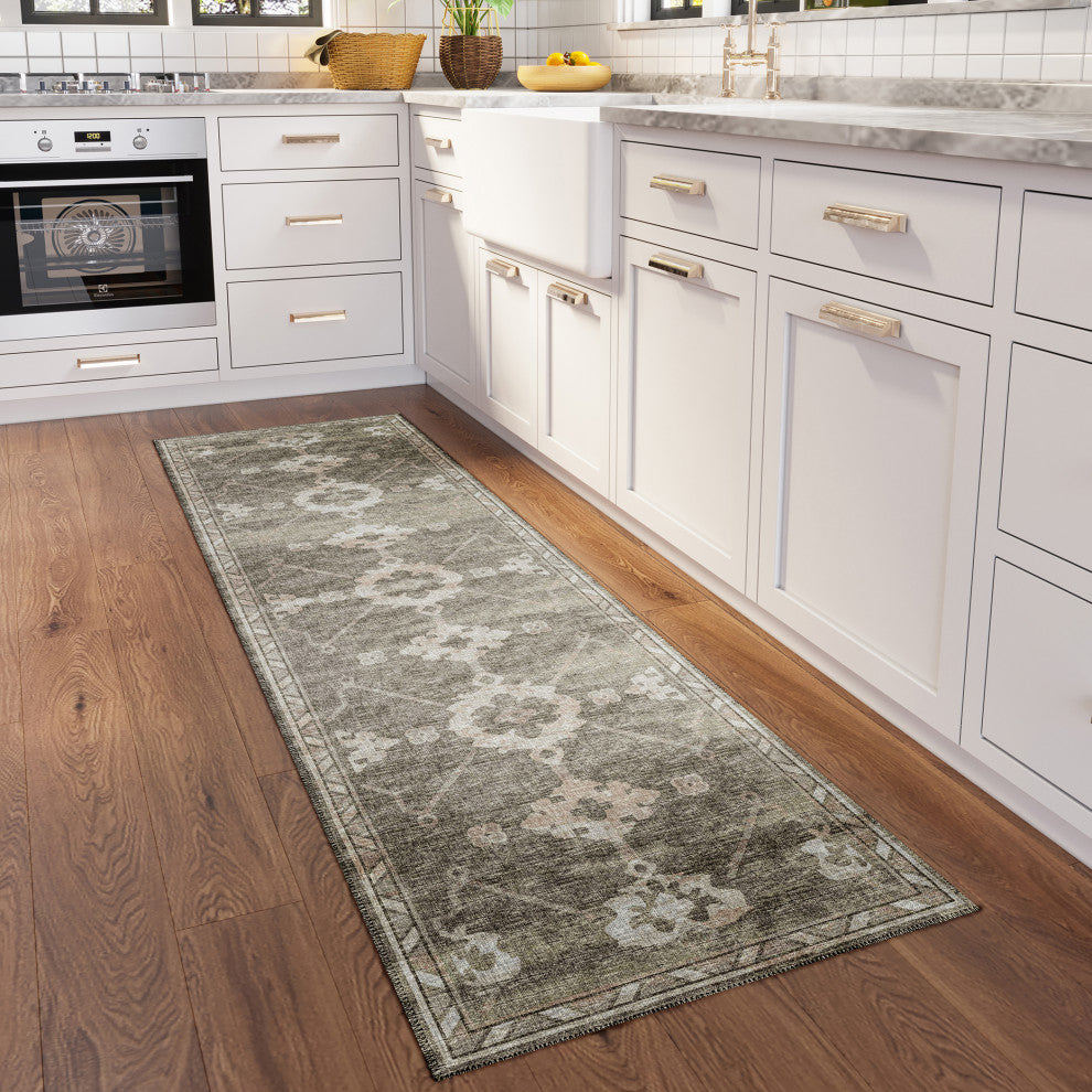 Indoor/Outdoor Sedona SN16 Khaki Machine Washable 2'3" x 10' Runner Rug