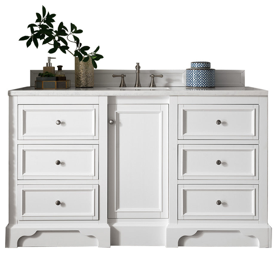 James Martin 825-V60S-BW-3CAR 60" Single Vanity w/ 3 CM Carrara Marble Top