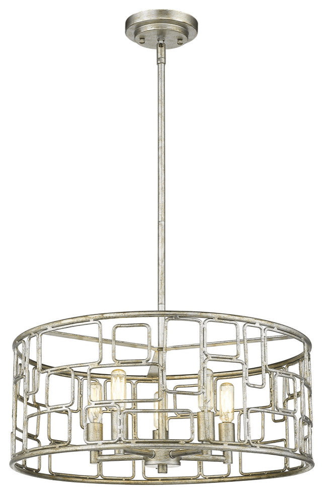 Amoret 5-Light Antique Silver Convertible Pendant