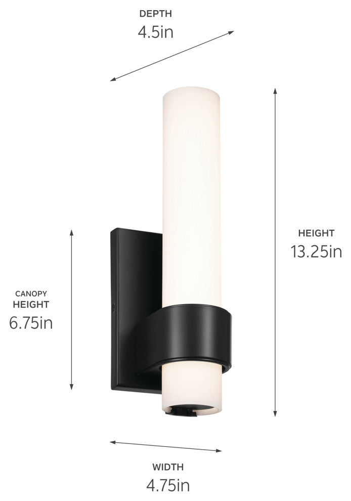Izza 13.25" 1 Light LED Wall Sconce, Matte Black