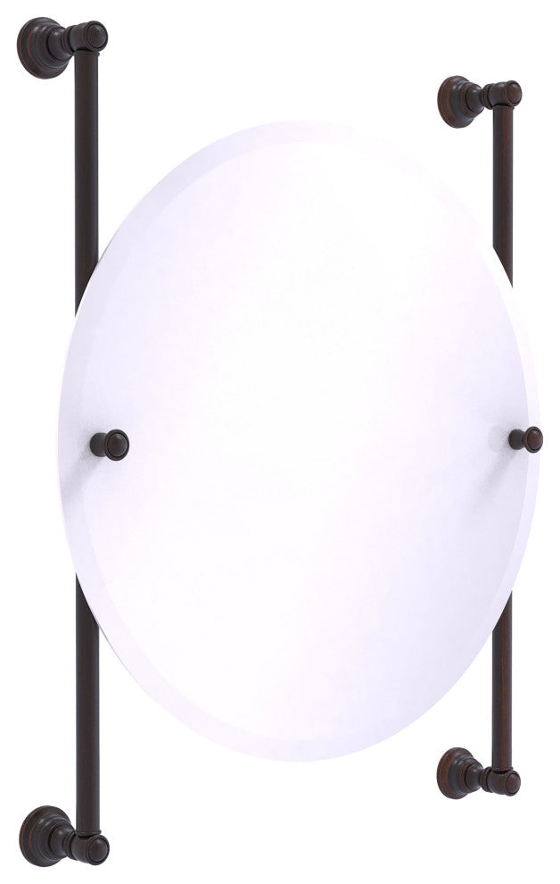 Carolina Round Frameless Rail Mounted Mirror, Venetian Bronze