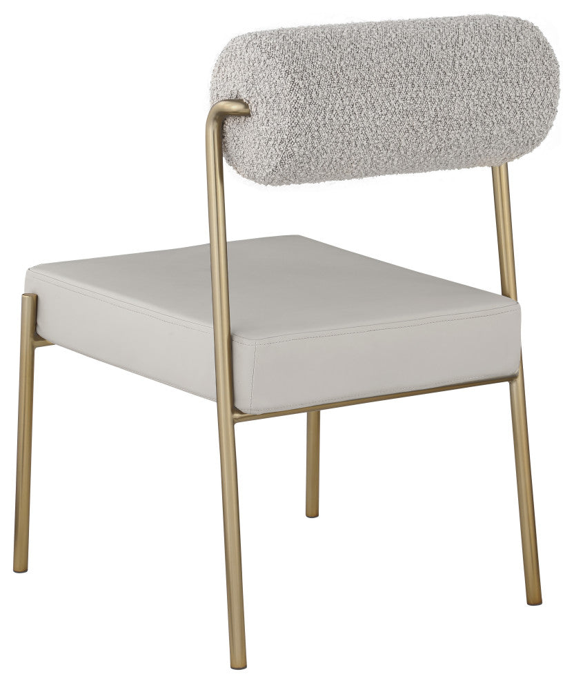 Carly Faux Leather/Boucle Fabric Upholstered Dining Chair, Taupe