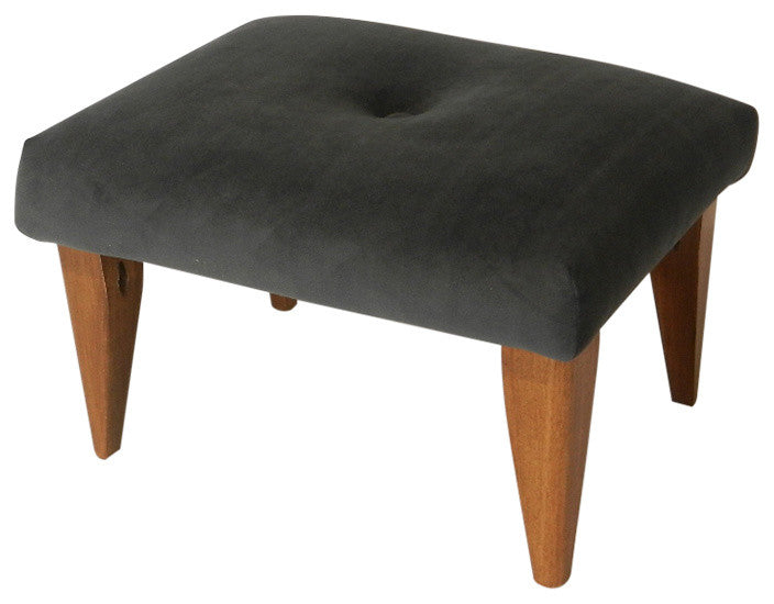 Tufted Suede Footstool, Navy