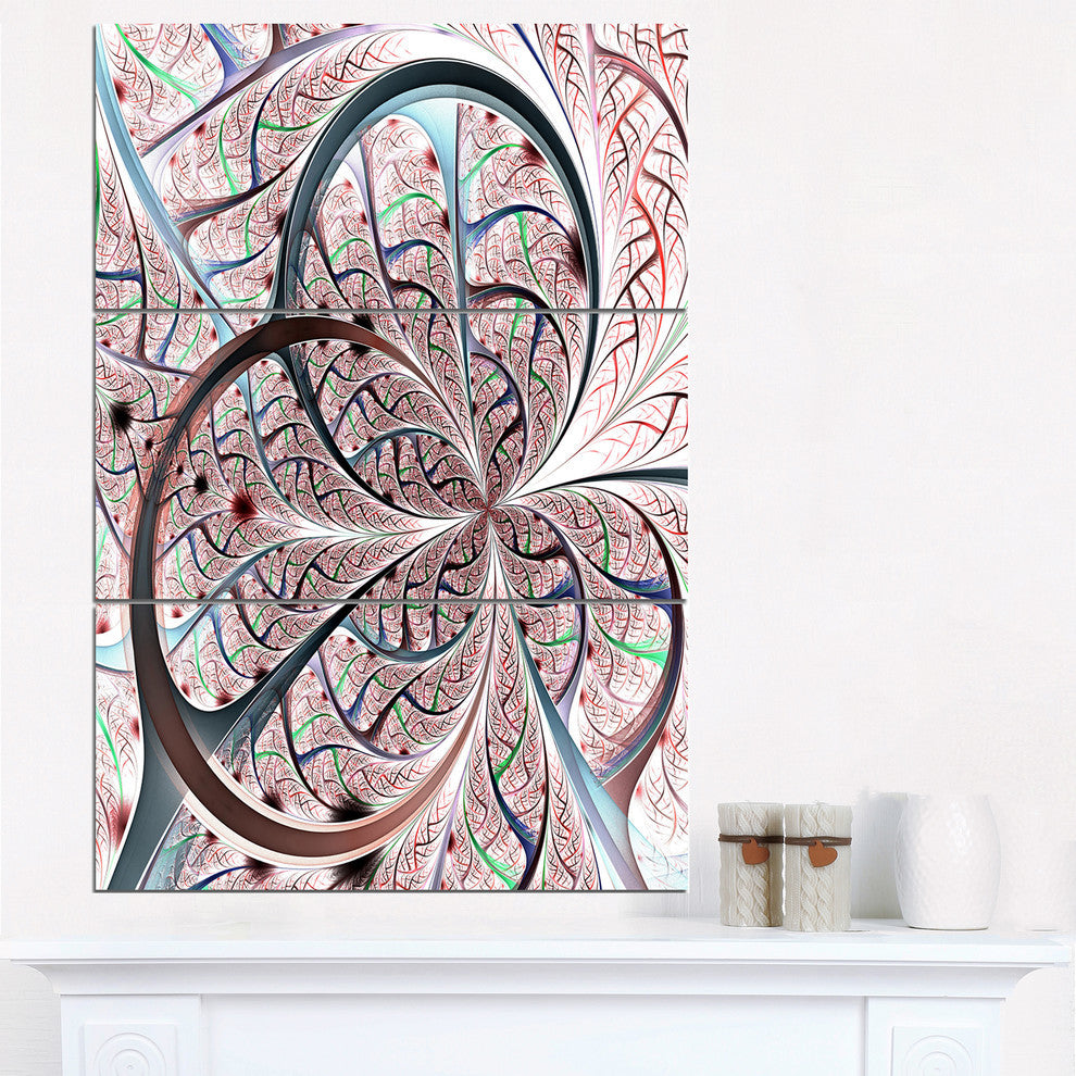 "Light Blue Purple Digital Fractal Flower" Metal Wall Art, 3 Panels, 28"x36"
