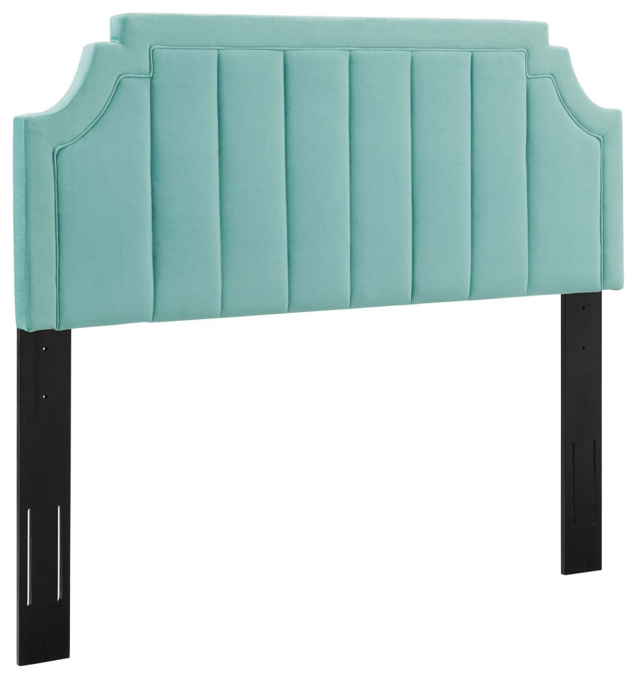 Alyona Channel Tufted Performance Velvet Full/Queen Headboard-Mint