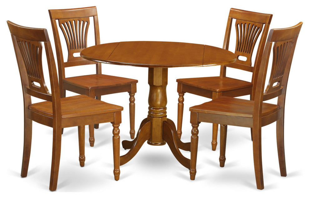 5 Pc Kitchen Nook Dining Set -Small Kitchen Table, 4 Dining Chairs, Saddle Brown