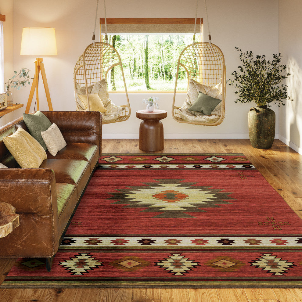 Indoor/Outdoor Phoenix PH4 Paprika Machine Washable 5' x 7'6" Rug