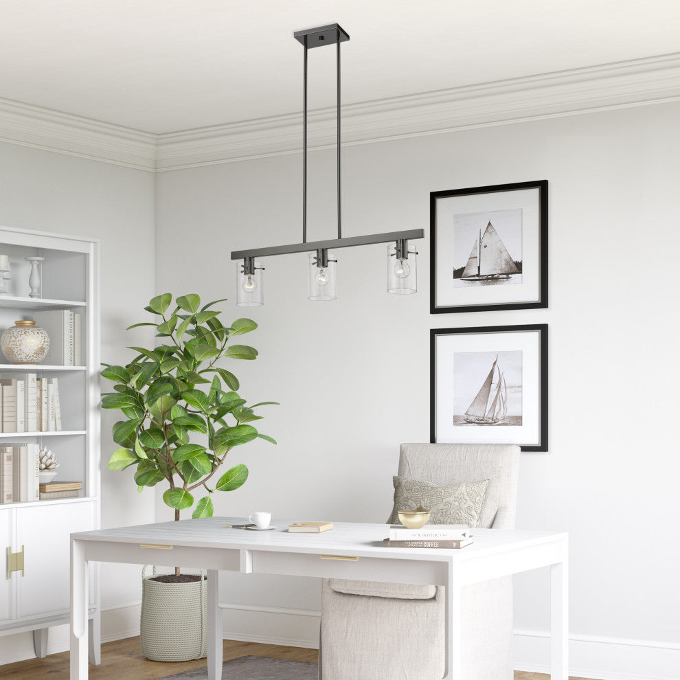Munich 3 Light Black Chrome Linear Chandelier
