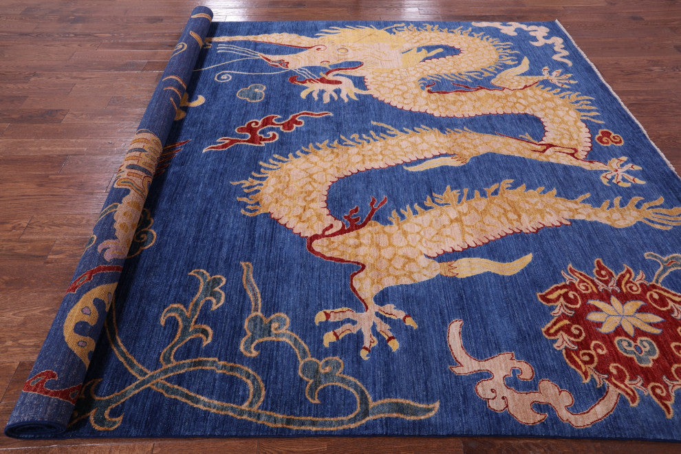 8' 9" X 11' 10" Handmade Dragon And Phoenix Design Rug - Q12640