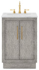 Hugo Carrara White Marble Countertop Vanity in Gray Oak, Satin Gold Hardware, 24", Vanity Only