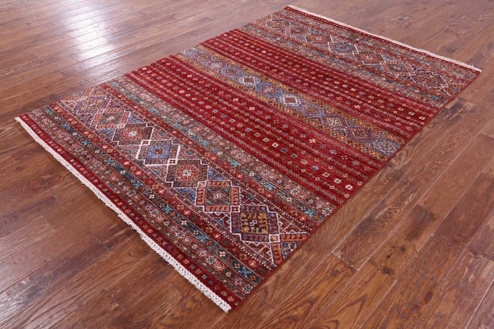 5' 7" X 7' 10" Super Kazak Khorjin Hand Knotted Rug - Q12926