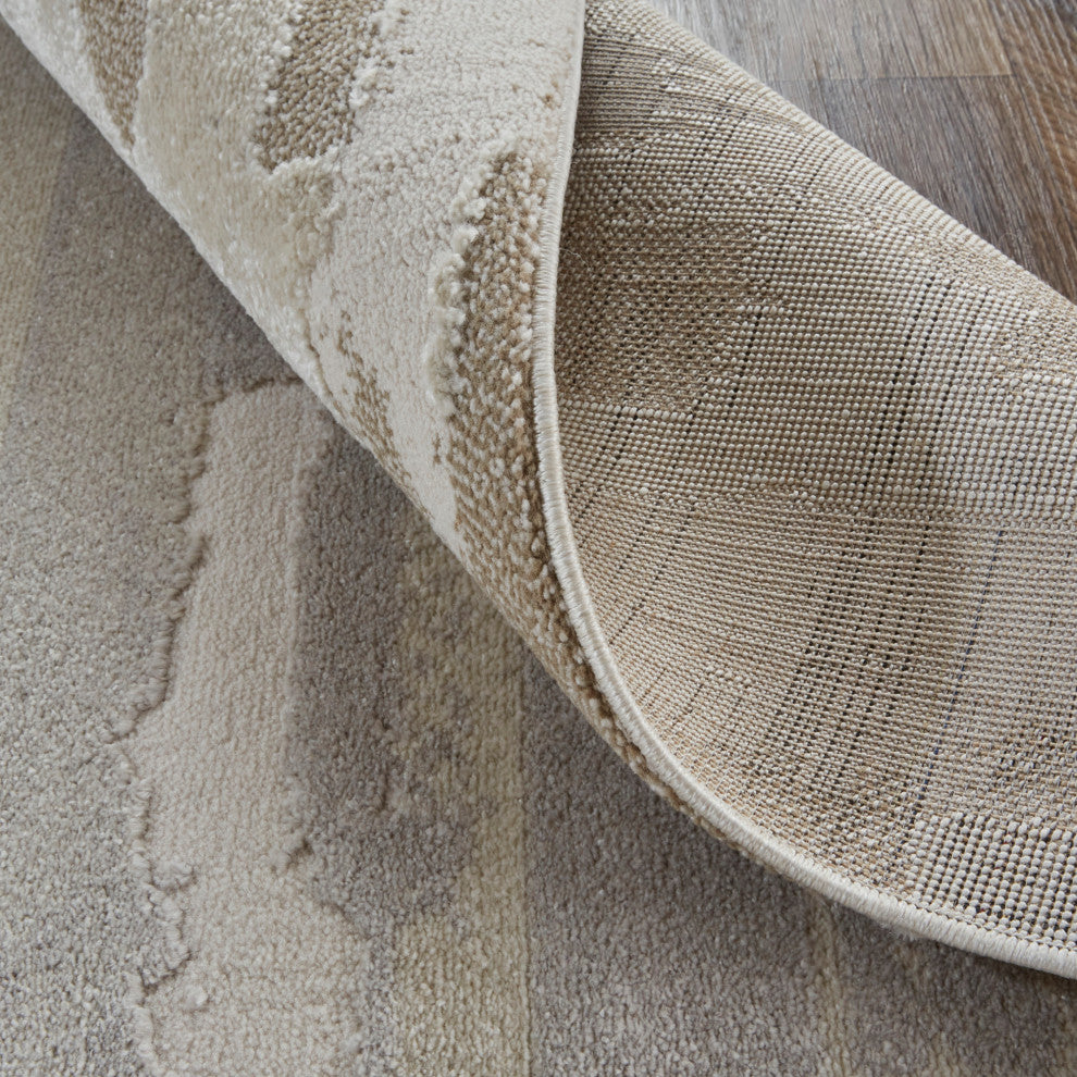 Weave & Wander Kayden Streak/Painterly Rug, Brown/Ivory, Rug, Ivory, 2'-10" X 7'