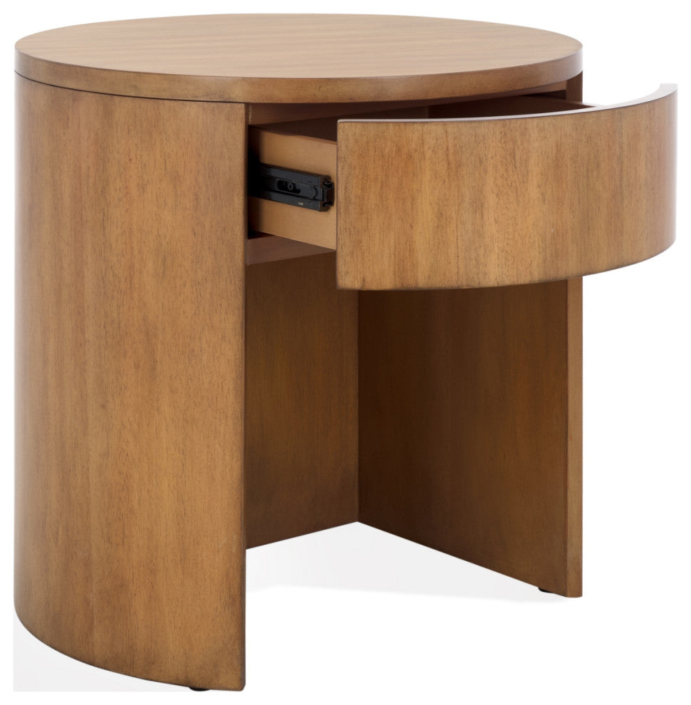 Safavieh Couture Daiya Round 1 Drawer Wood Nightstand, Natural