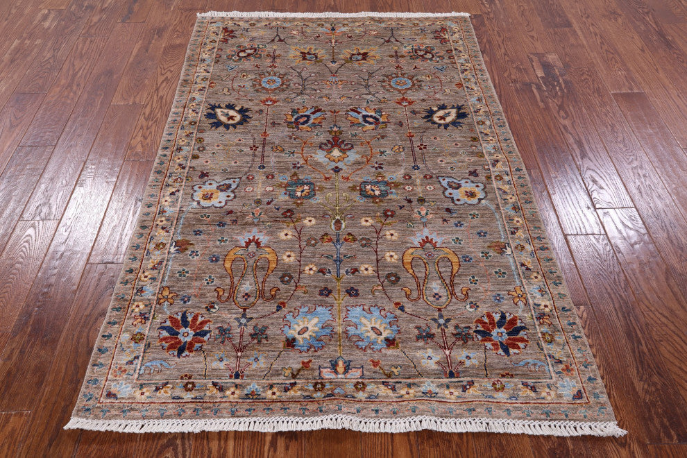 Handmade Persian Tabriz Wool Rug 4' 1" X 6' 0" Q10175