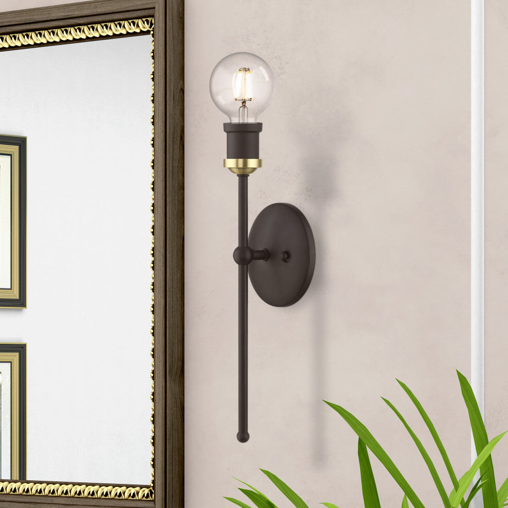 Lansdale 1 Light Bronze With Antique Brass Accents ADA Single Sconce