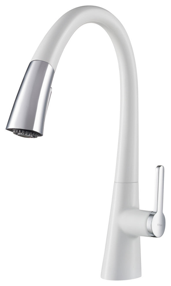 Nolen Pull-Down 1-Hole Kitchen Faucet Chrome White