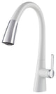 Nolen Pull-Down 1-Hole Kitchen Faucet Chrome White