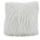 Faux Fur Long Hair Throw Pillow, Ivory, 18", Poly Filled
