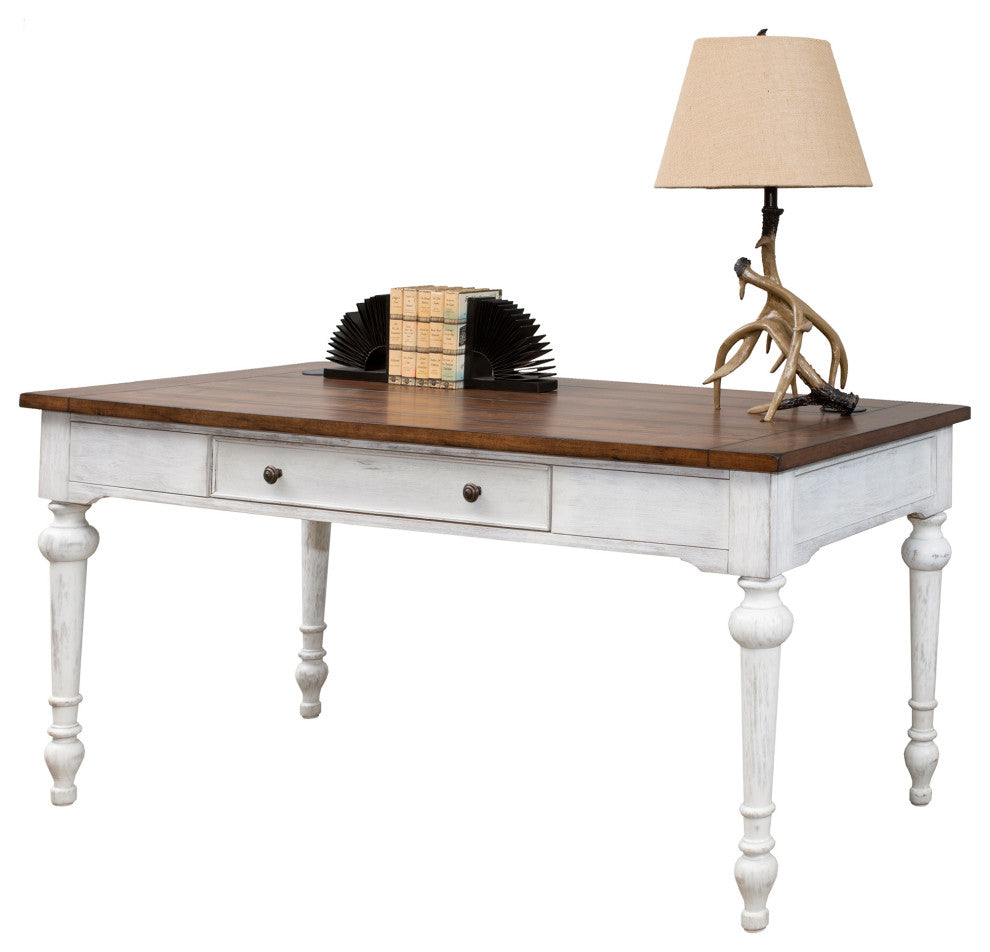 Rustic Wood Writing Desk and Return