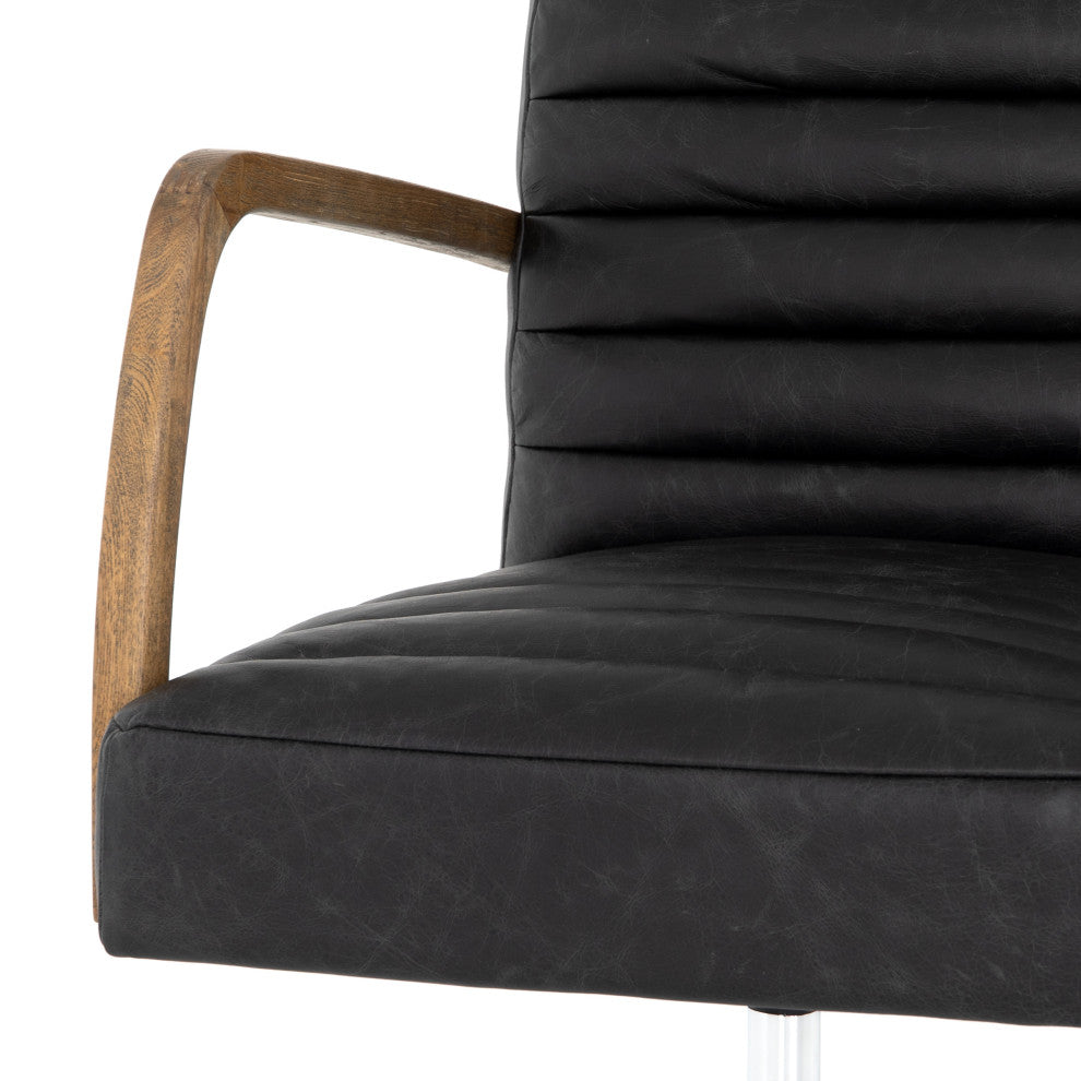 Bryson Channeled Desk Chair-Smoke