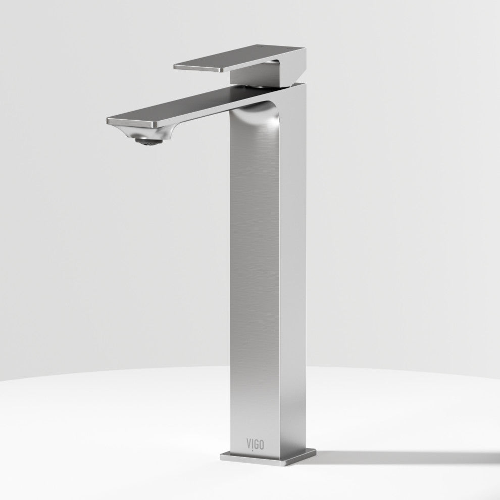 VIGO Dunn 11" H Single Handle Single Hole Bathroom Vessel Faucet, Brushed Nickel