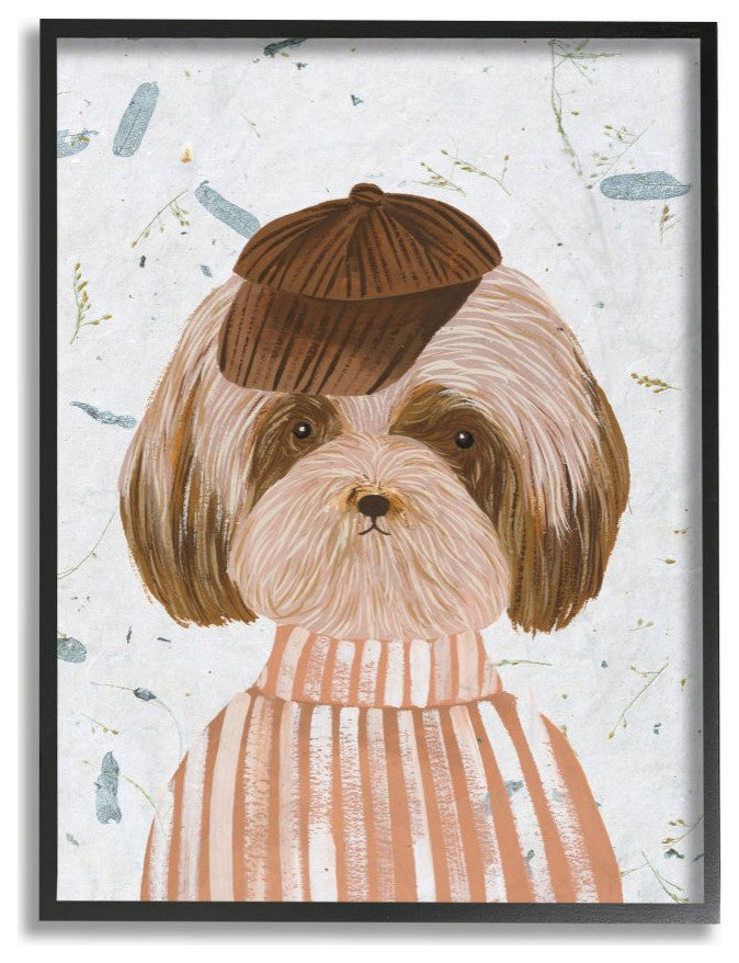 Hipster Dog Sweater Poodle Funny Animal Painting, 16"x20"