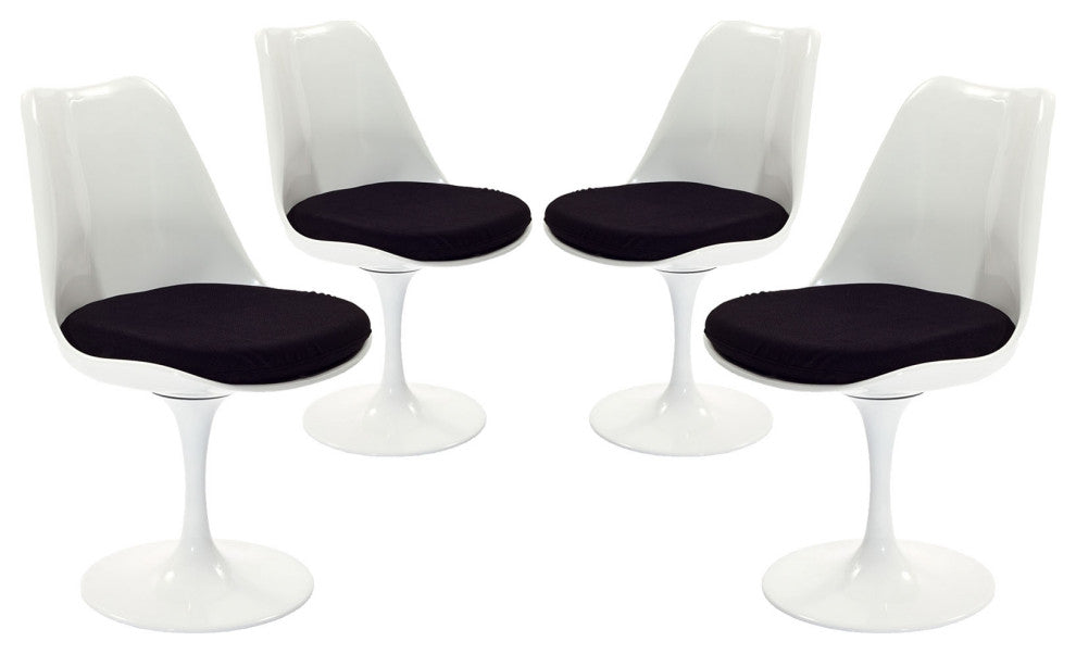 Modern Black Tulip Dining Side Chair Fabric Set of 4