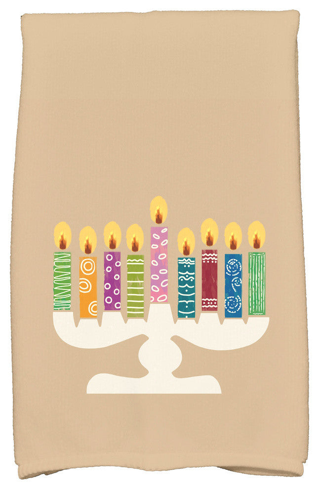 Festival of Lights Holiday Geometric Print Kitchen Towel, Taupe