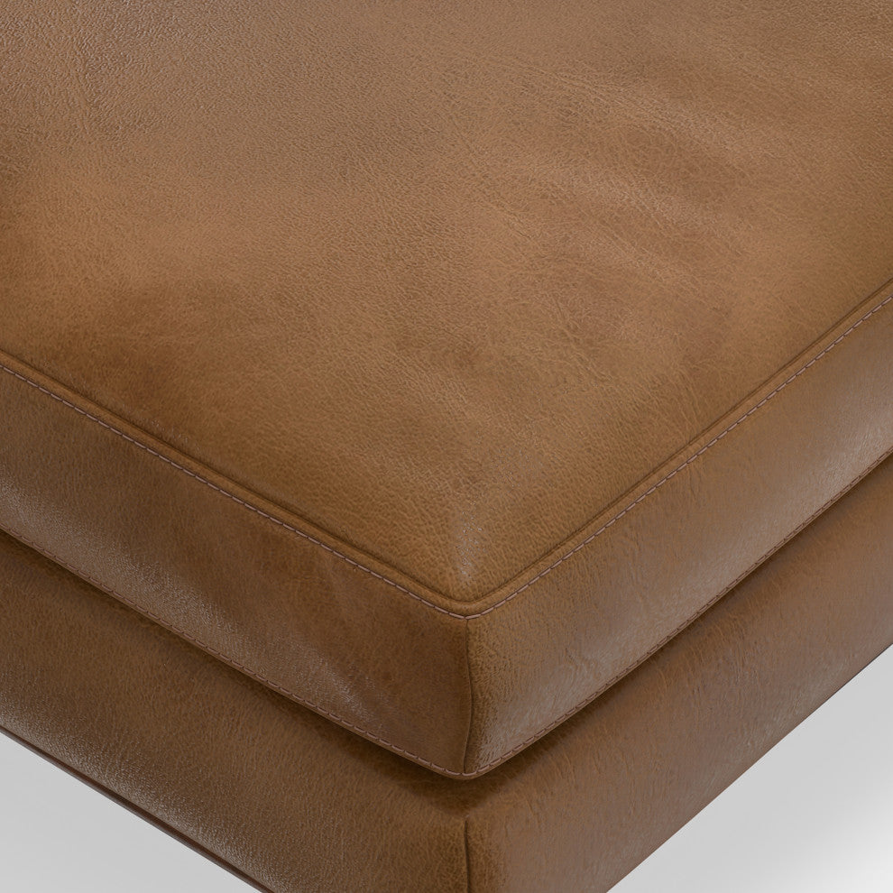 Morrison Large Rectangular Ottoman, Caramel Brown, 49"