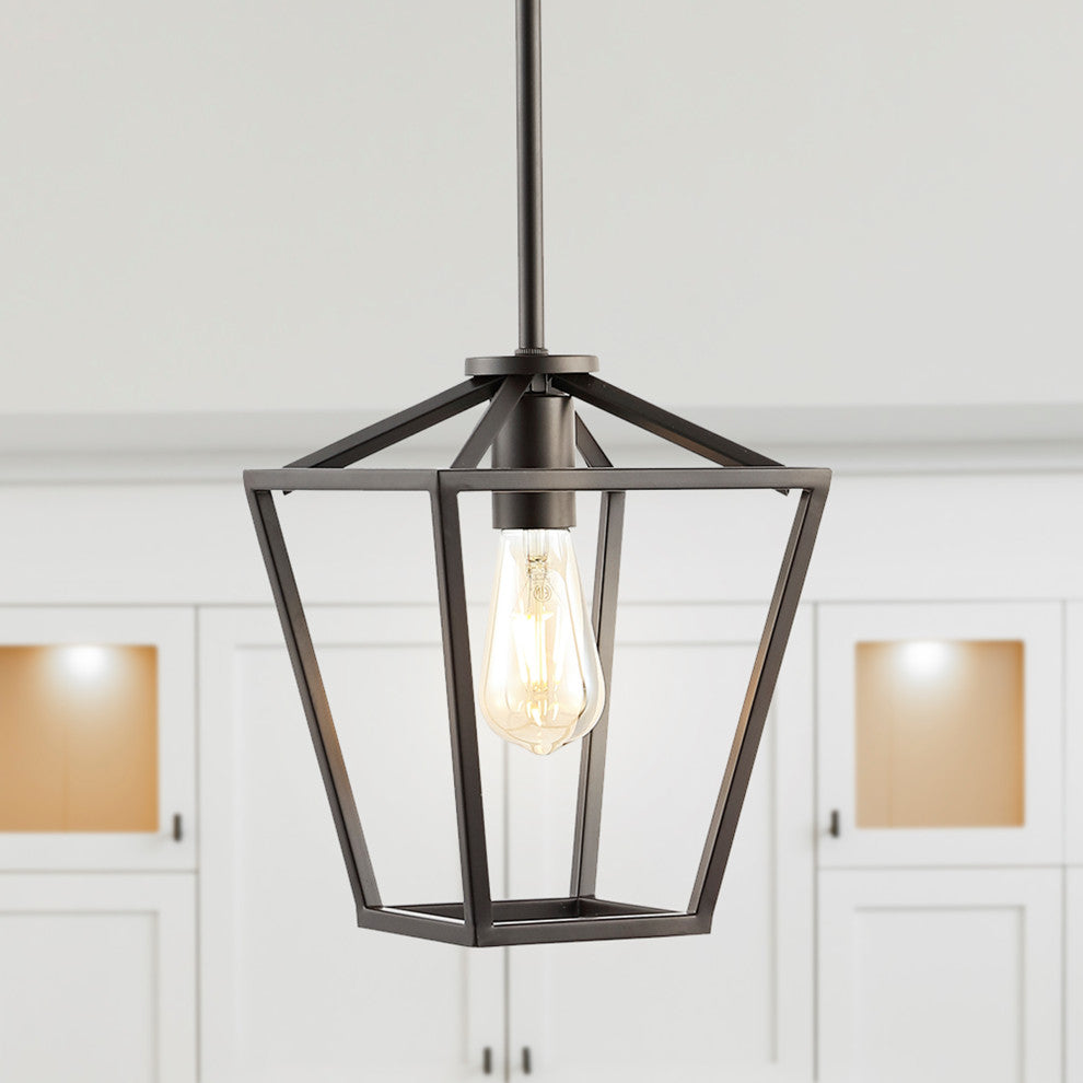 Grace Industrial Farmhouse Iron LED Pendant, Oil Rubbed Bronze, 1-Light