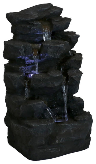 Sunnydaze Grotto Falls Water Fountain With LED Lights, 24"