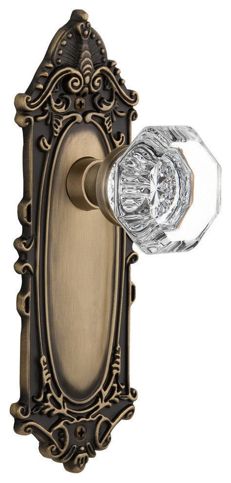 Victorian Plate Passage Waldorf Door Knob, Antique Brass
