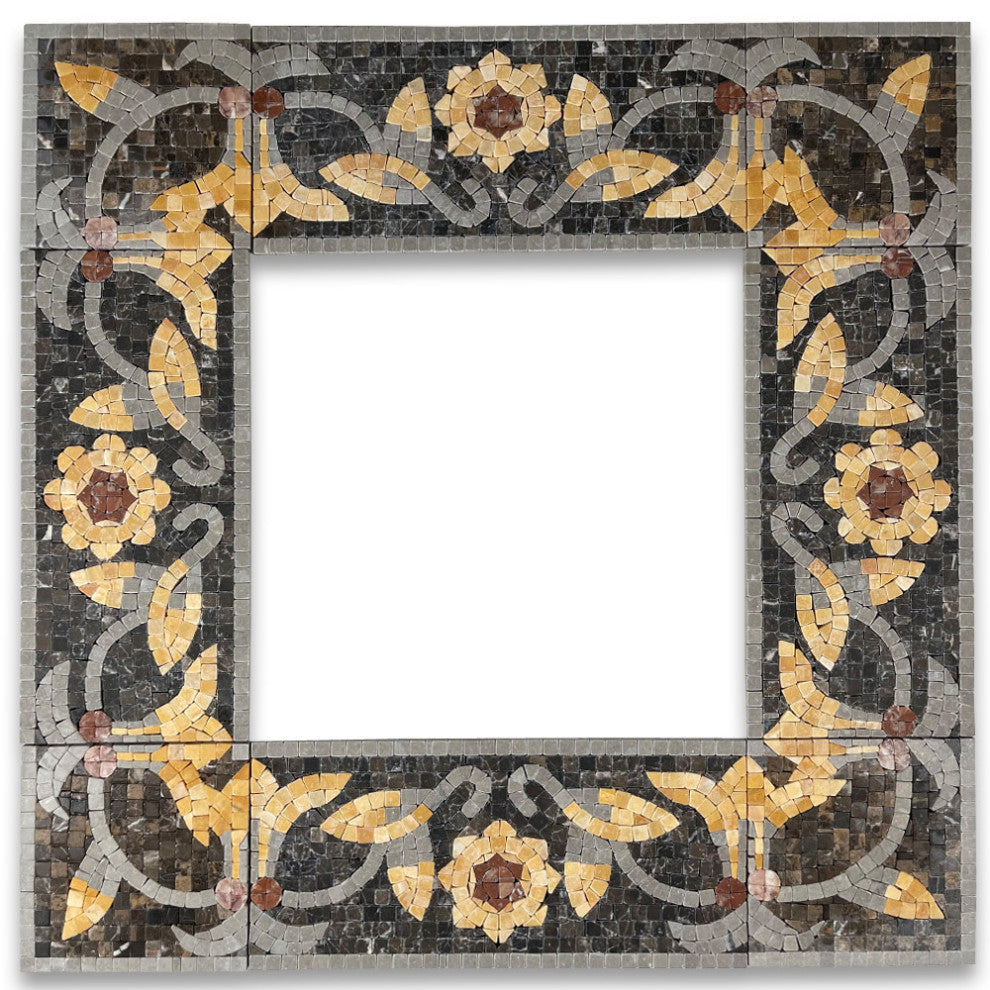 Marble Mosaic Border Listello Tile Wintersweet Gold 5.5x12 Tumbled, 1 piece