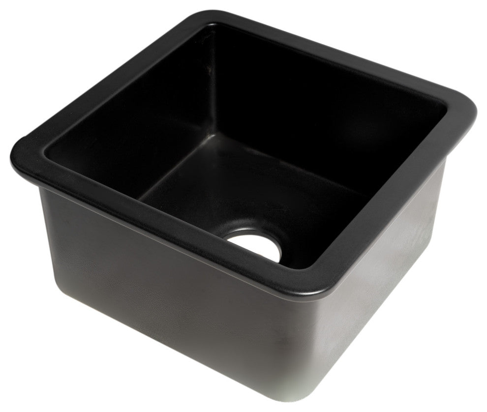 ALFI brand ABF1818S-BM Black Matte Undermount / Drop In Fireclay Prep Sink